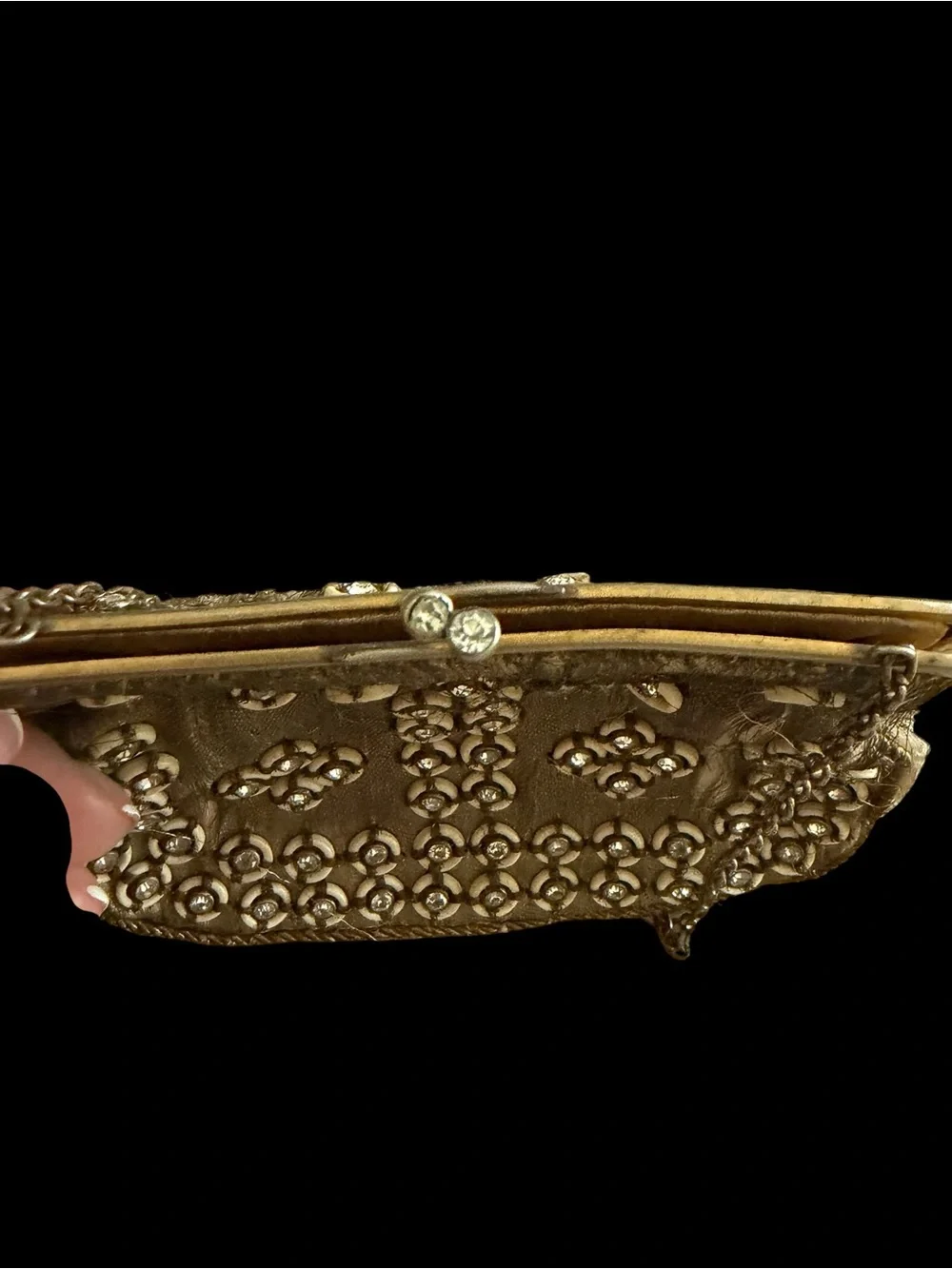 Vintage Kiss-Lock Gold Embellished Coin Purse Clutch